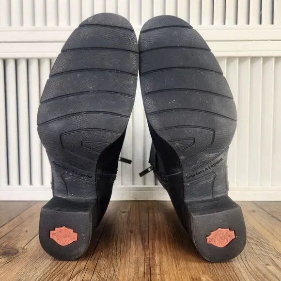 Harley-Davidson - Women’s Leather w/ Metal Buckle Black Heeled Boots - Size 8.5 - Picture 8 of 10